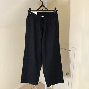 Serra NWT Women's Black Linen Pants Elastic Waist Drawstring Size S